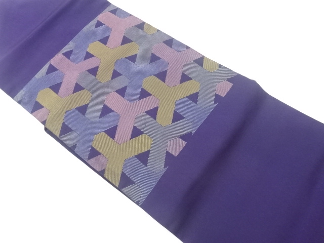 塩瀬変わり亀甲模様刺繍名古屋帯